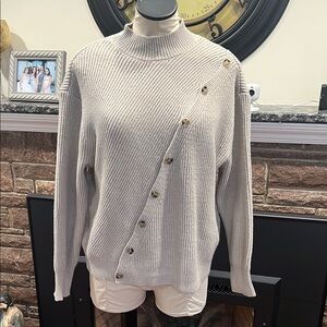 ASTR Beige Button-Accent Sweater